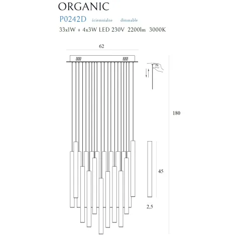 Suspensie ORGANIC Ix33 P0242D Max Light LED, Auriu, Polonia