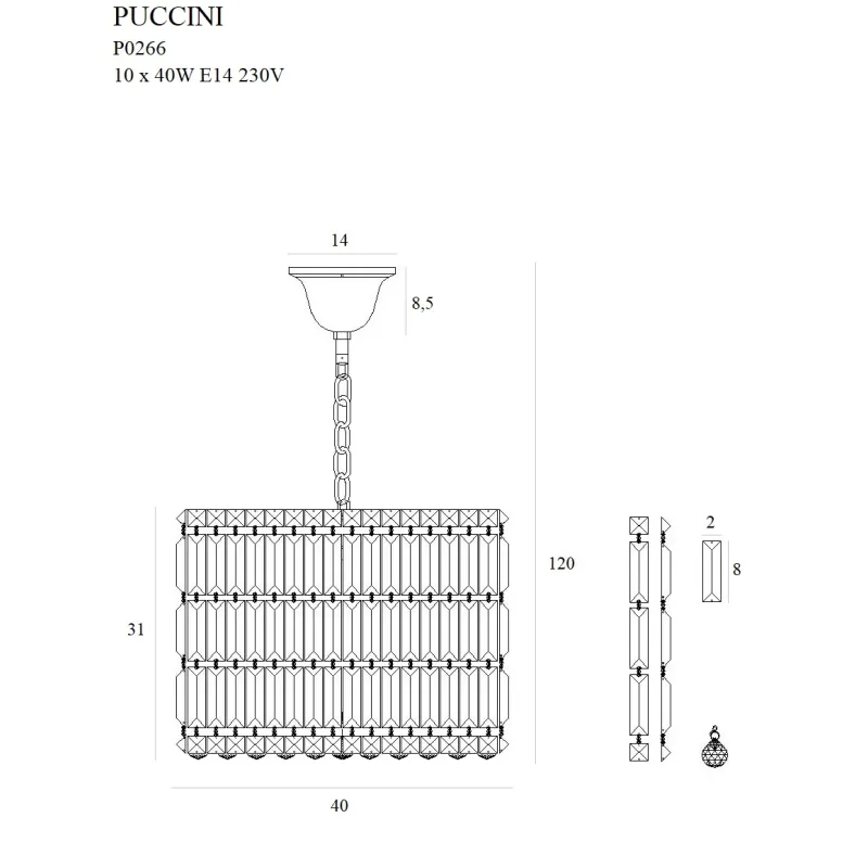 Suspensie PUCCINI P0266 Max Light E14, Crom, Polonia