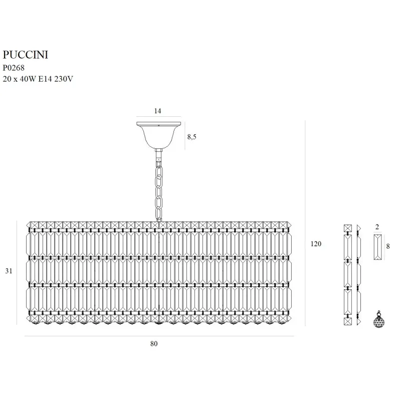 Candelabru PUCCINI P0268 Max Light E14, Crom, Polonia