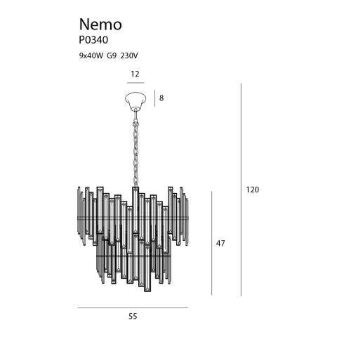 Suspensie NEMO P0340 Max Light E14, Crom, Polonia