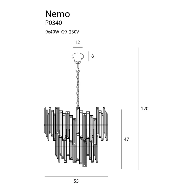 Suspensie NEMO P0340 Max Light E14, Crom, Polonia