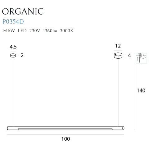 Suspensie ORGANIC P P0354D Max Light LED, Negru, Polonia