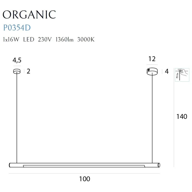 Suspensie ORGANIC P P0354 Max Light LED, Negru, Polonia
