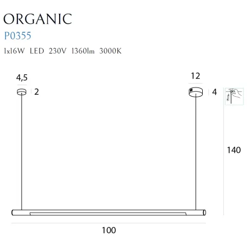 Suspensie ORGANIC P P0355 Max Light LED, Crom, Polonia