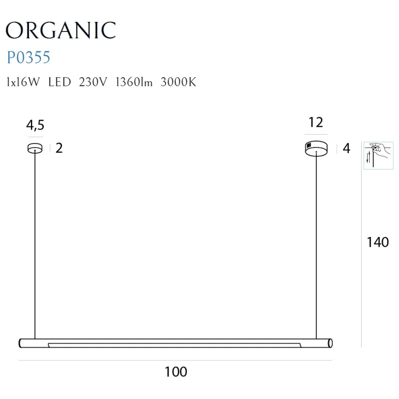 Suspensie ORGANIC P P0355 Max Light LED, Crom, Polonia