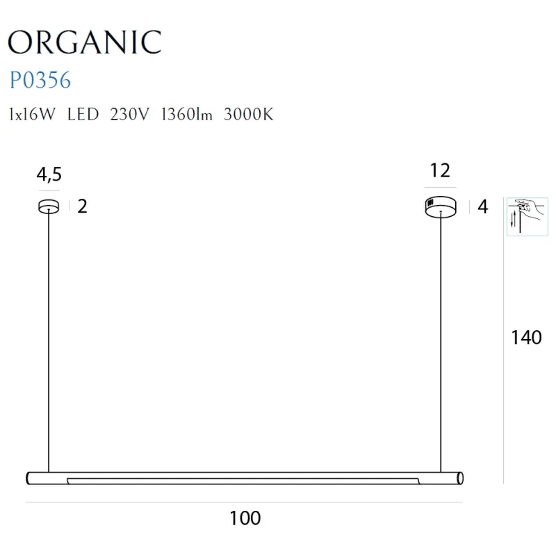 Suspensie ORGANIC P P0356 Max Light LED, Auriu, Polonia