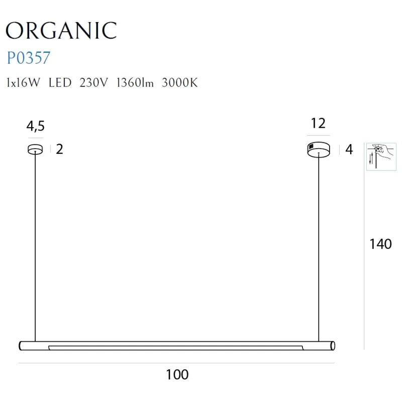 Suspensie ORGANIC P P0357D Max Light LED, Alb, Polonia
