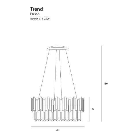 Suspensie TREND P0368 Max Light E14, Auriu, Polonia