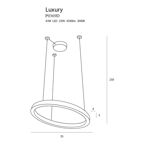 Suspensie LUXURY P0369D Max Light LED, Auriu, Polonia