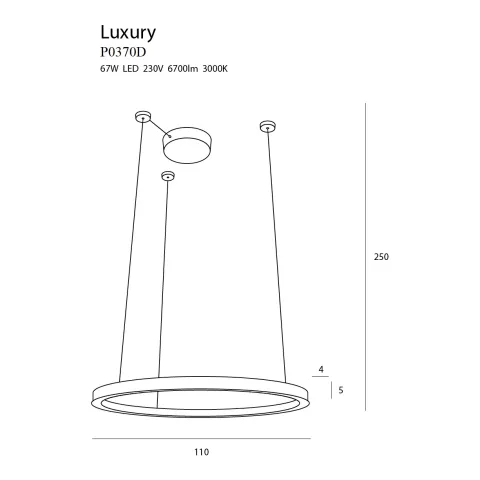 Suspensie LUXURY P0370D Max Light LED, Auriu, Polonia