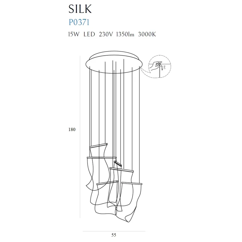 Suspensie SILK P0371D Max Light LED, Crom, Polonia