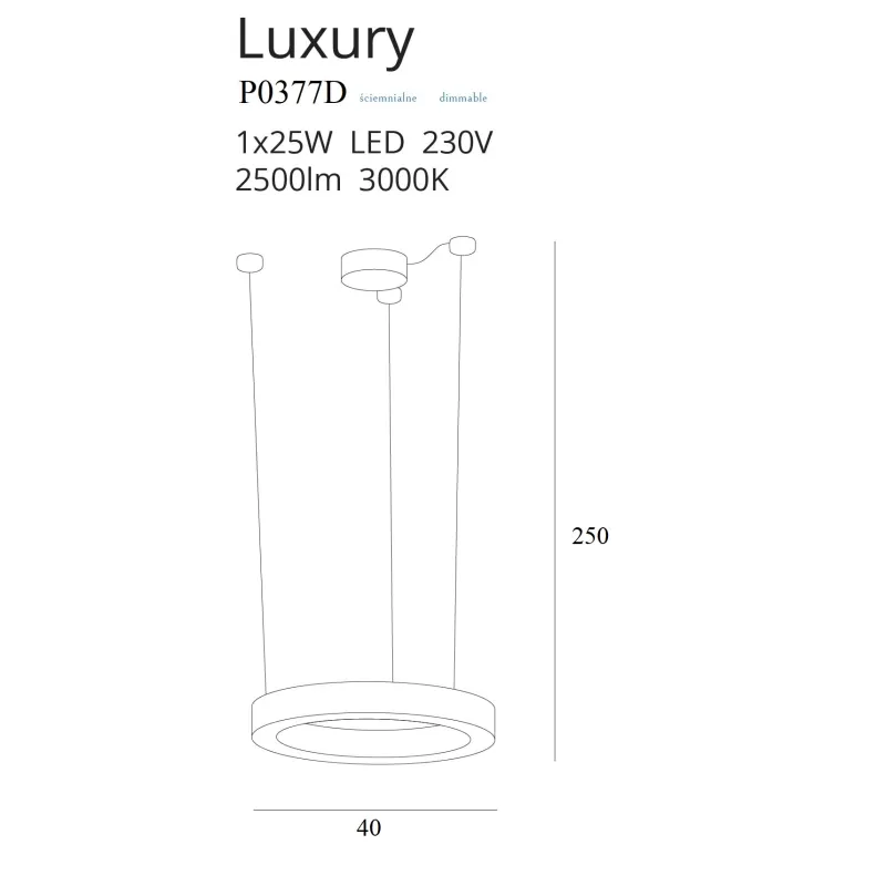 Suspensie LUXURY P0377D Max Light LED, Auriu, Polonia