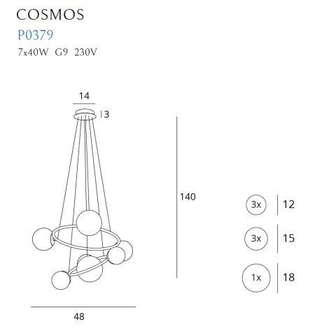 Candelabru COSMOS P0379 Max Light G9, Auriu, Polonia