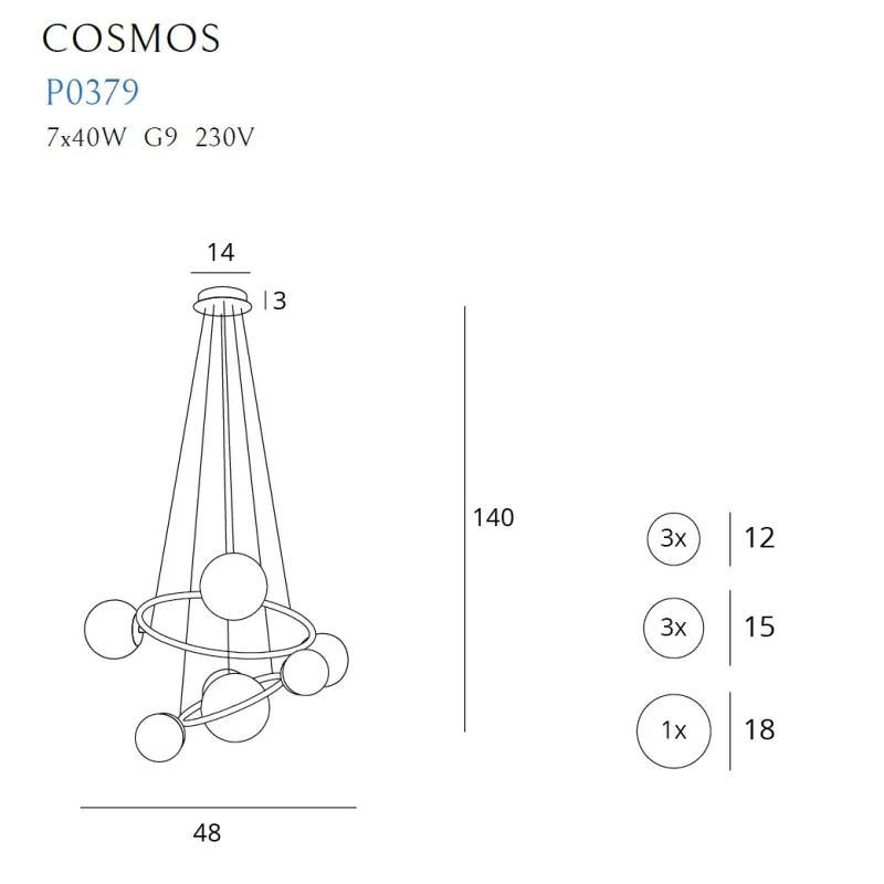 Candelabru COSMOS P0379 Max Light G9, Auriu, Polonia