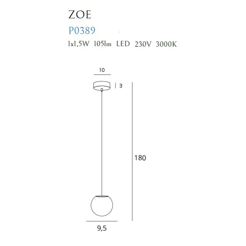 Pendul ZOE 1 P0389 Max Light LED, Auriu, Polonia