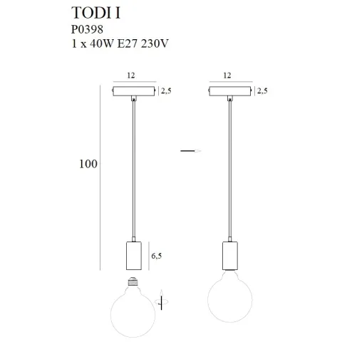 Pendul TODI P0398 Max Light E27, Negru, Polonia