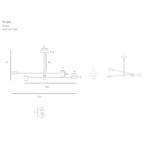 Suspensie PUMA P0406 Max Light LED, Auriu, Polonia