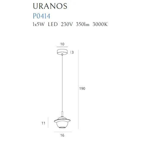 Pendul URANOS P0414 Max Light LED, Negru, Polonia