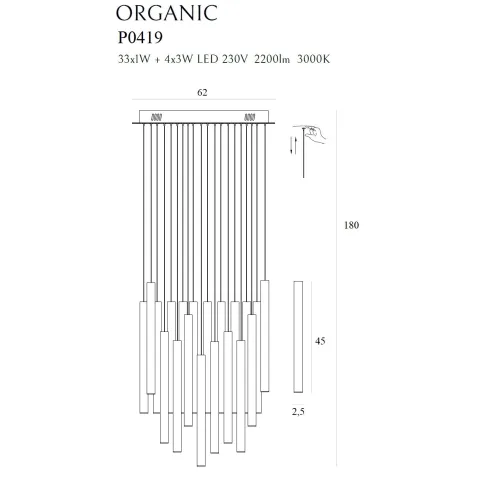 Suspensie ORGANIC Ix33 P0419D Max Light LED, Negru, Polonia