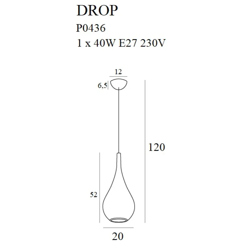 Pendul DROP P0436 Max Light E27, Auriu, Polonia