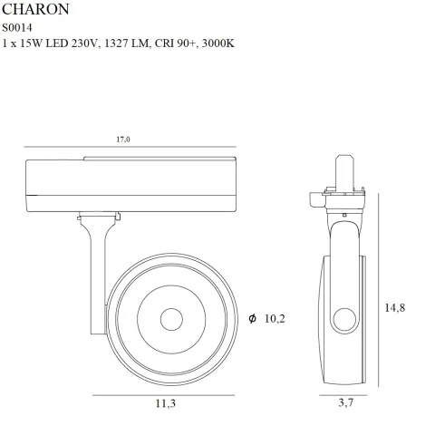 Downlight Sina 3 Faze CHARON S0014 Max Light LED, Negru, Polonia