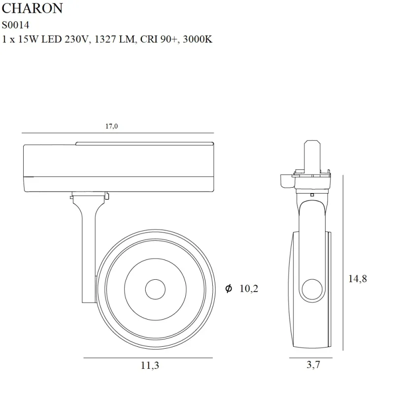 Downlight Sina 3 Faze CHARON S0014 Max Light LED, Negru, Polonia