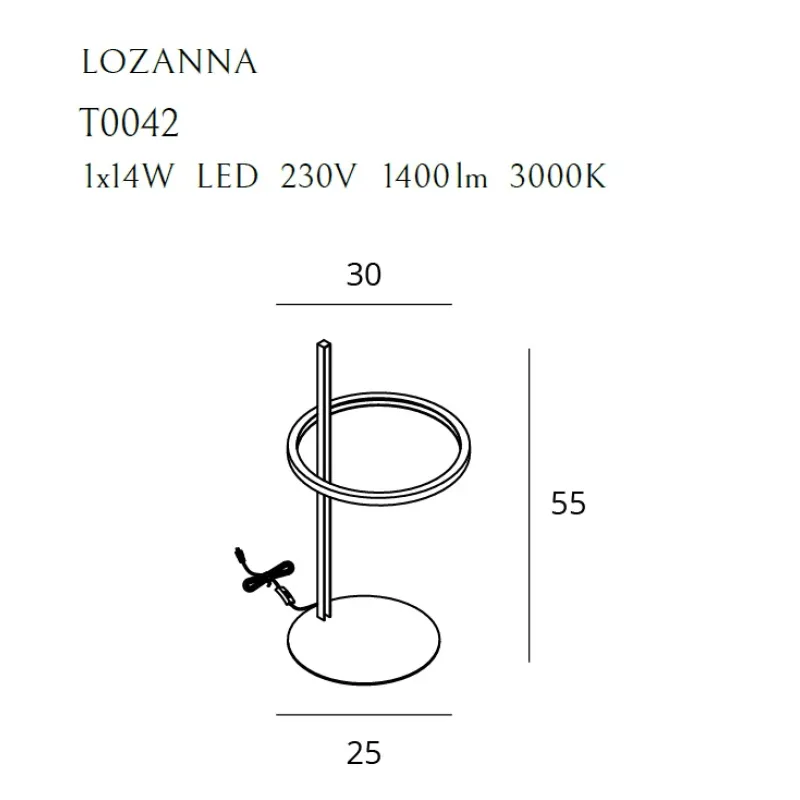 Veioza LOZANNA T0042 Max Light LED, Auriu, Polonia