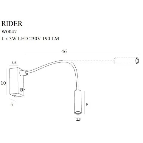 Aplica Dormitor RIDER W0047 Max Light LED, Alb, Polonia