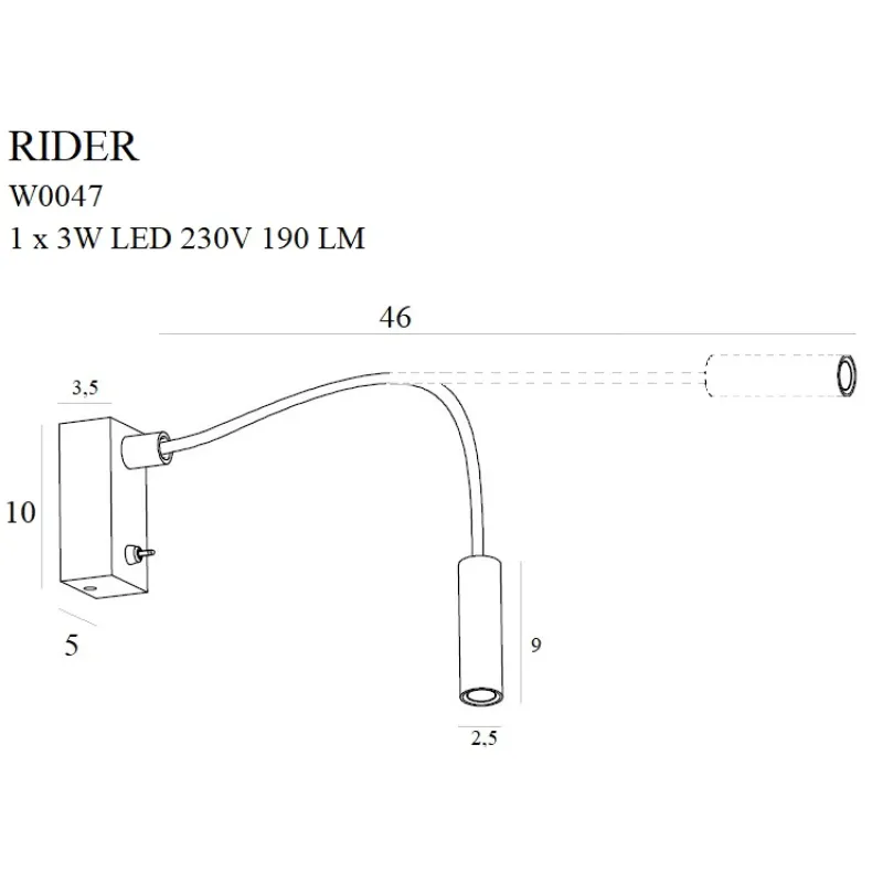 Aplica Dormitor RIDER W0047 Max Light LED, Alb, Polonia