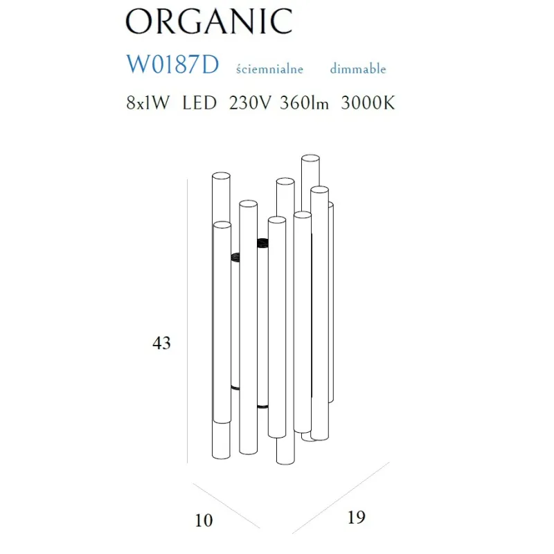 Aplica ORGANIC W0187D Max Light LED, Auriu, Polonia