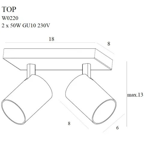 Aplica TOP W0220 Max Light GU10, Alb, Polonia