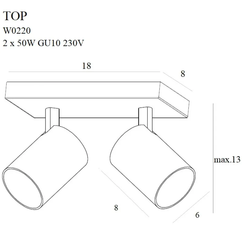 Aplica TOP W0220 Max Light GU10, Alb, Polonia