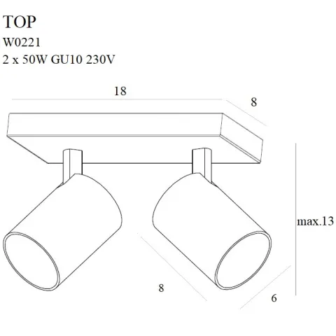 Aplica TOP W0221 Max Light GU10, Negru, Polonia