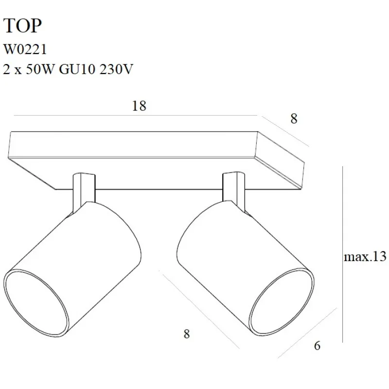Aplica TOP W0221 Max Light GU10, Negru, Polonia