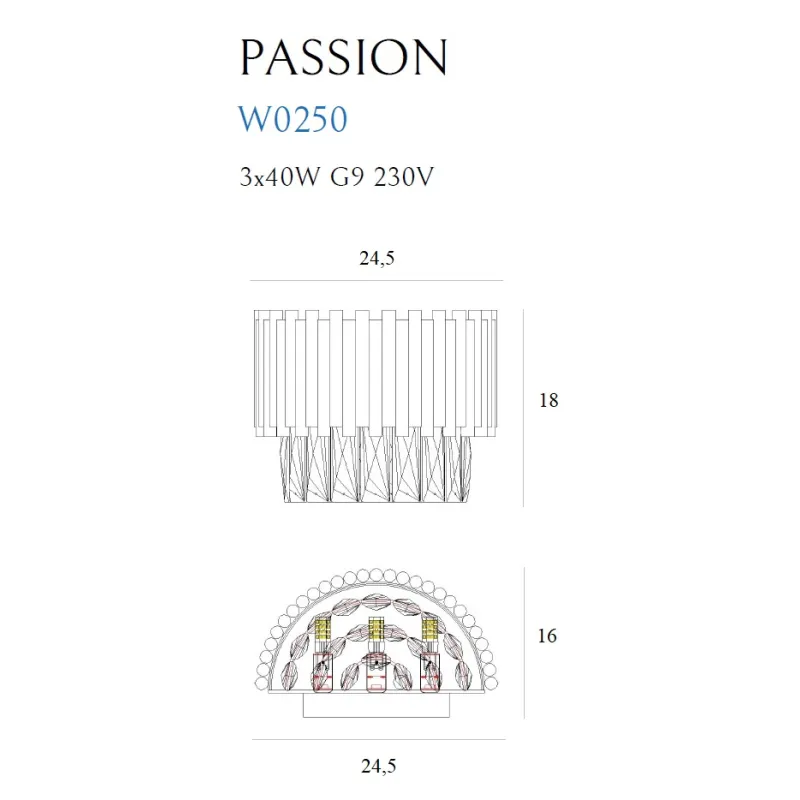 Aplica PASSION W0250 Max Light G9, Auriu, Polonia