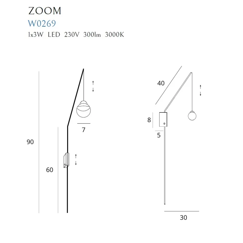 Aplica ZOOM W0269 Max Light LED, Negru, Polonia