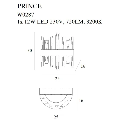 Aplica PRINCE W0287 Max Light LED, Auriu, Polonia
