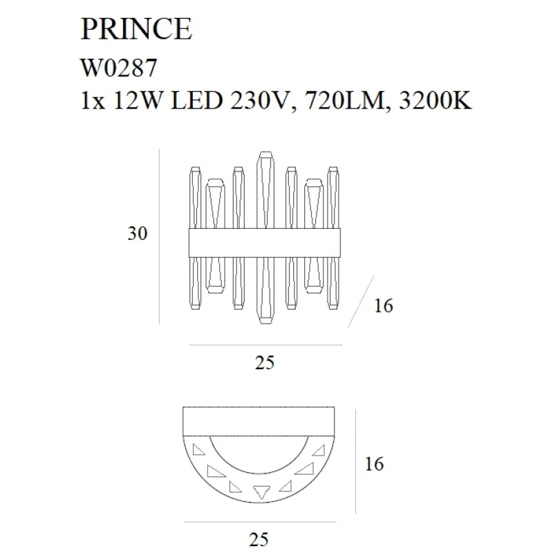 Aplica PRINCE W0287 Max Light LED, Auriu, Polonia