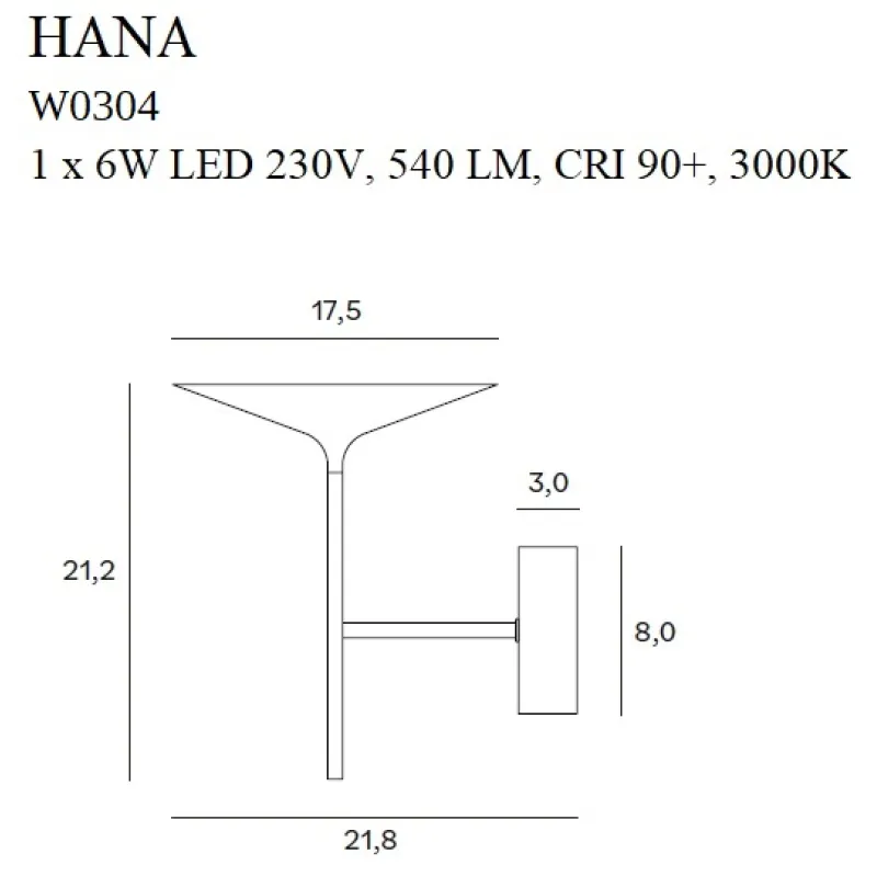 Aplica HANA W0304 Max Light LED, Auriu, Polonia
