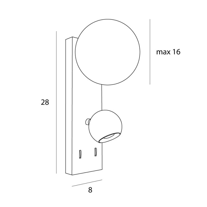 Aplica Dormitor ATOM W0351 Max Light LED, Negru, Polonia