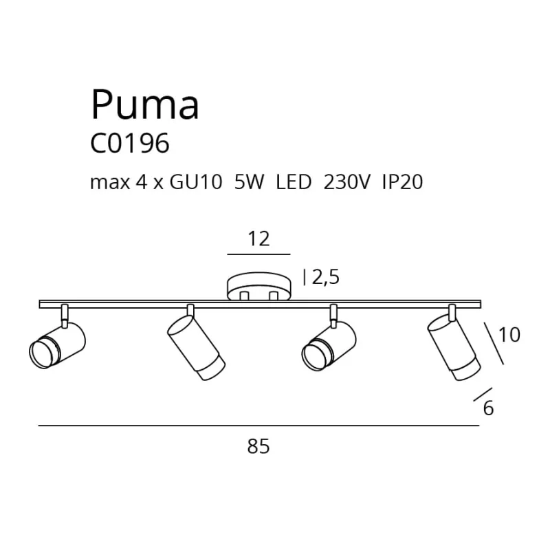 Lustra Spot PUMA C0196 Max Light GU10, Auriu, Polonia