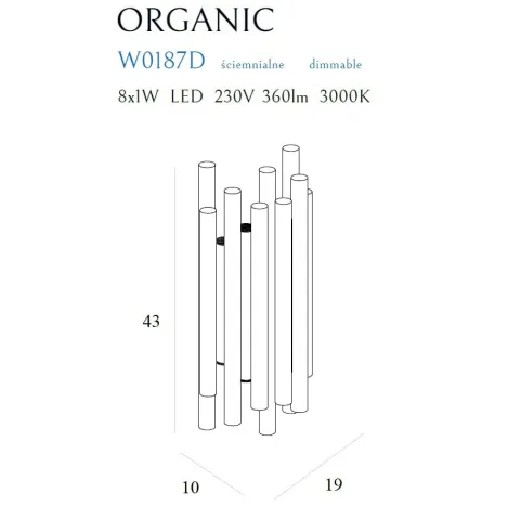 Aplica ORGANIC W0187D Max Light LED, Auriu, Polonia