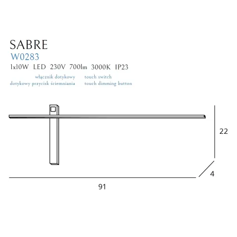 Aplica SABRE W0283 Max Light LED, Negru, Polonia