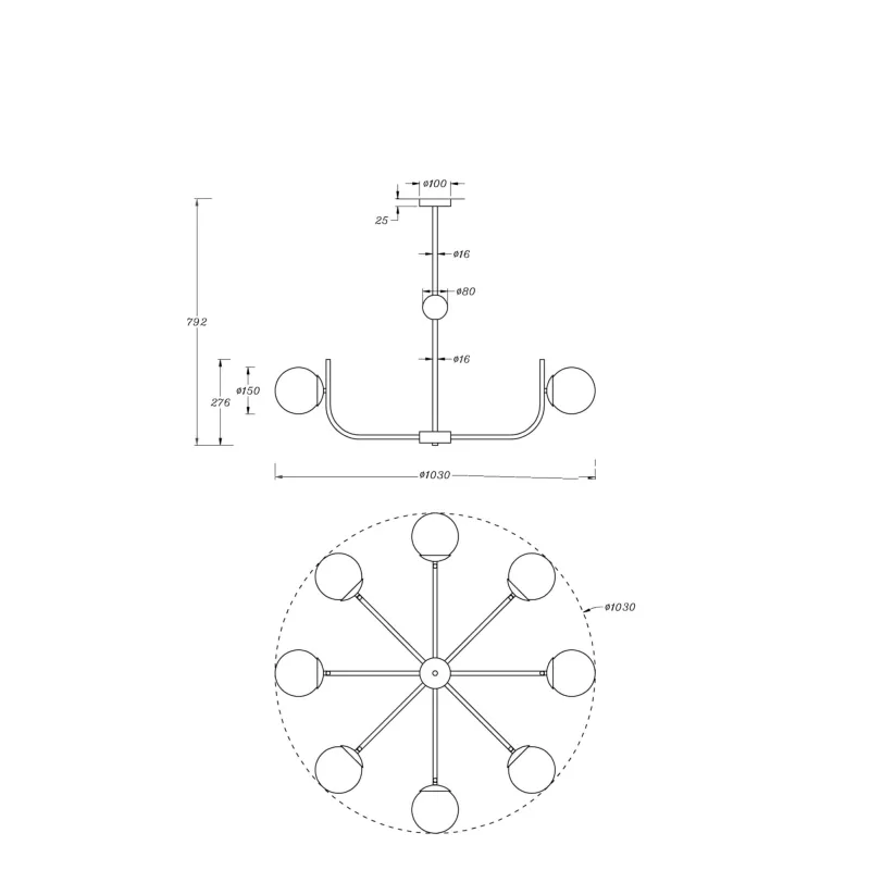 Candelabru Rendez-vous Maytoni E14, Auriu, MOD109PL-08BS, Germania