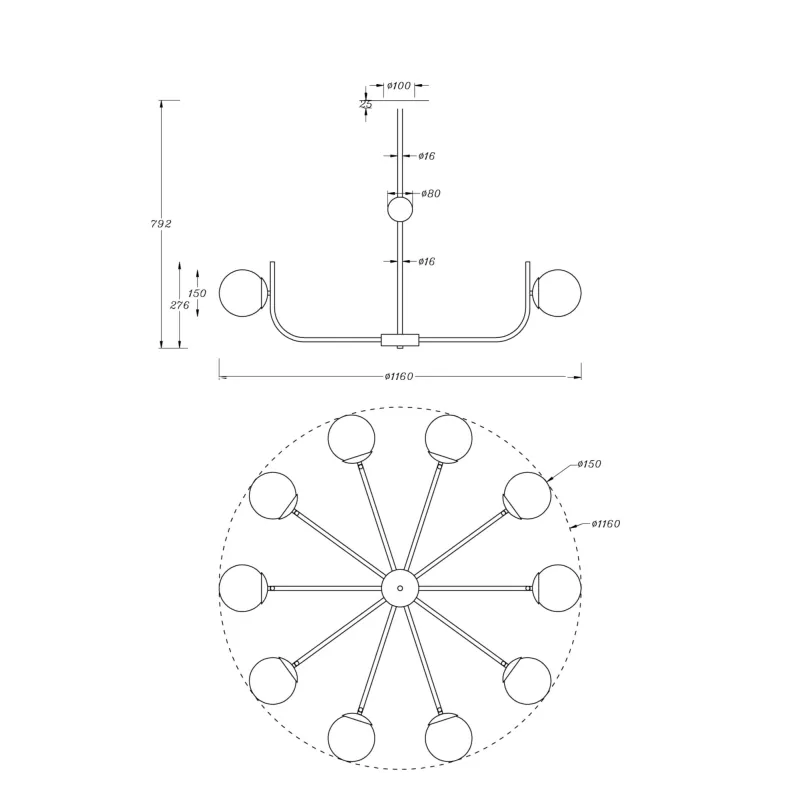 Candelabru Rendez-vous Maytoni E14, Auriu, MOD109PL-10BS, Germania