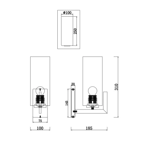 Aplica Fortano Maytoni E27, Auriu, MOD089WL-01BS, Germania