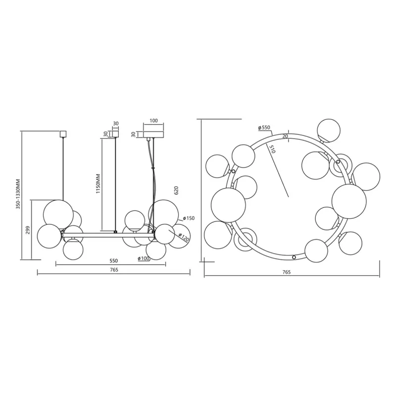 Candelabru Mila ML0334 Milagro G9, Negru, Polonia