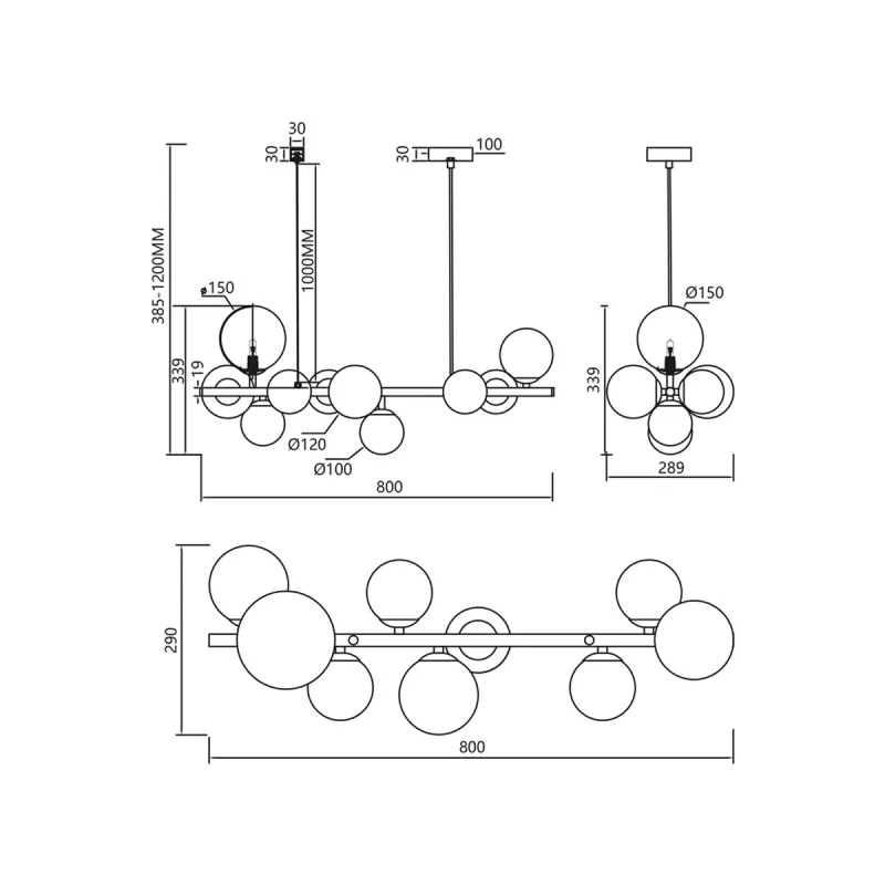 Candelabru Mila ML0335 Milagro G9, Negru, Polonia