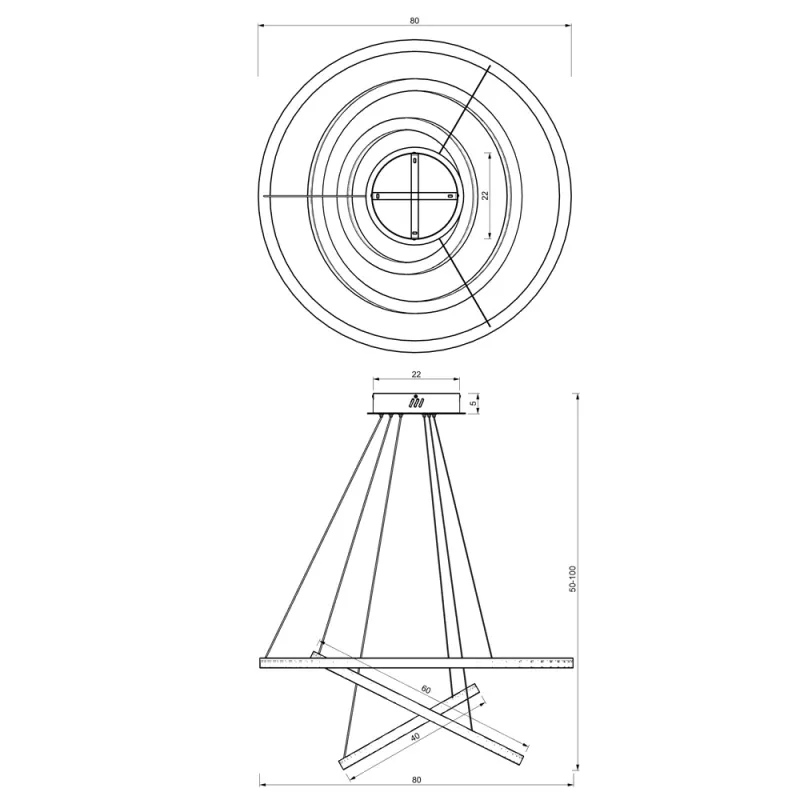 Suspensie Galaxia Milagro Led, Negru, ML8424, Polonia