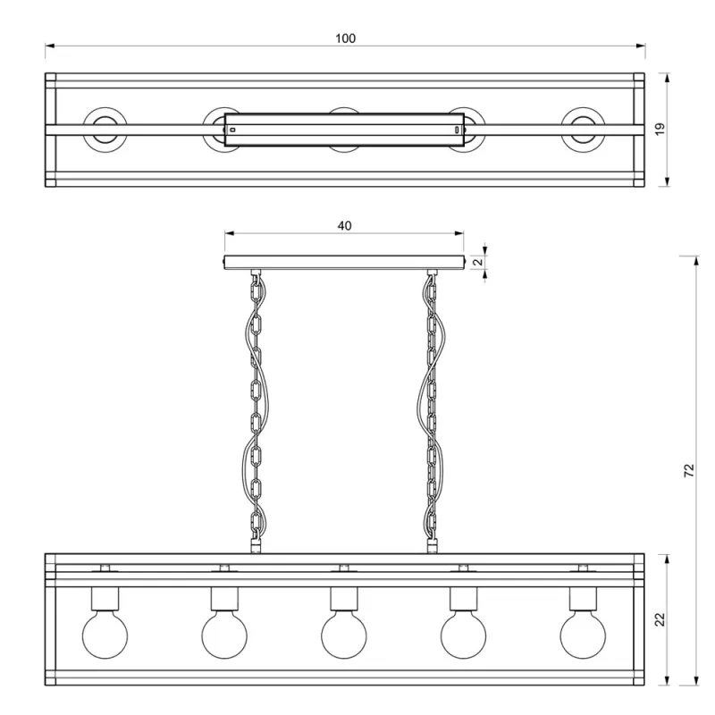 Suspensie Arnold Milagro E27, Negru, MLP8564, Polonia